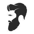 Bearded man, hipster style. Fashion silhouette, avatar, emblem,