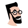 Bearded man illustration in cartoon style