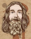 Bearded man illustration in vintage stile