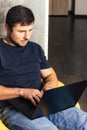 Bearded man with laptop Royalty Free Stock Photo