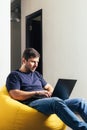 Bearded man with laptop Royalty Free Stock Photo