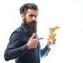 Bearded man with nonalcoholic cocktail