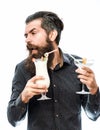 Bearded man with nonalcoholic cocktails