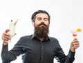 Bearded man with nonalcoholic cocktails