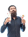 Bearded man with nonalcoholic cocktails