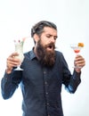 Bearded man with nonalcoholic cocktails