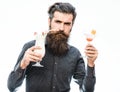 Bearded man with nonalcoholic cocktails