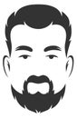 Bearded man portrait. Black face silhouette avatar