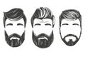 Bearded man in profile, barbershop, hairstyle, haircut, set hand drawn vector illustration realistic sketch