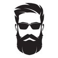 Bearded man s face, hipster character. Fashion silhouette, avata