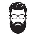 Bearded man s face, hipster character. Fashion silhouette, avata