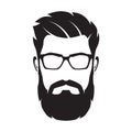 Bearded Man S Face, Hipster Character. Fashion Silhouette