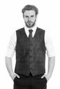 Bearded man or serious gentleman in waistcoat and tie Royalty Free Stock Photo