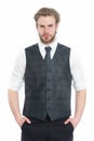 Bearded man or serious gentleman in waistcoat and tie Royalty Free Stock Photo