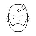 bearded man with shaved head line icon vector illustration