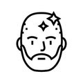 bearded man with shaved head line icon vector illustration