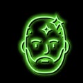 bearded man with shaved head neon glow icon illustration
