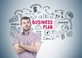 Bearded man in a shirt and a business plan Royalty Free Stock Photo
