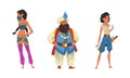 Bearded Man Sultan in Turban and Princess from Arabian Fairy Tale Character Vector Set Royalty Free Stock Photo