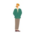 Bearded Man Teacher Character in Jacket Standing and Explaining Something Vector Illustration