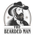 The bearded man Texas cowboy logo vintage