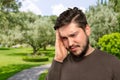 bearded man thinking deeply Royalty Free Stock Photo