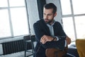 Bearded man with a very interesting look Royalty Free Stock Photo