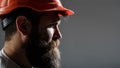 Bearded man worker with beard in building helmet or hard hat. Man builders, industry. Portrait architect builder, civil