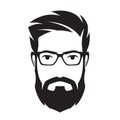 Bearded mans face, hipster character. Fashion silhouette, avata