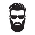 Bearded men face, hipster character. Vector illustration.