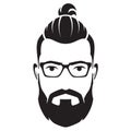 Bearded men face, hipster character. Vector illustration.