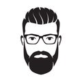 Bearded men face, hipster character. Vector illustration.