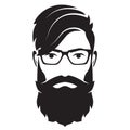 Bearded men face, hipster character. Vector illustration.