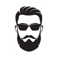 Bearded men face, hipster character. Vector illustration.