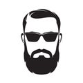 Bearded men face, hipster character. Vector illustration.