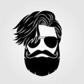 Bearded men in sunglasses, hipster face icon