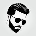 Bearded men in sunglasses, hipster face icon isolated. Vector illustration