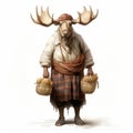 Bearded Moose In Klondike Tartan: Concept Art With Bavarian Twist