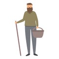 Bearded mushroom picker icon cartoon vector. Nature fungus