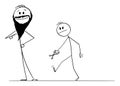 Bearded Person Showing His Long Facial Hair or Beard, Angry Man Is Walking With Scissors to cut it, Vector Cartoon Stick