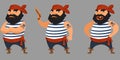 Bearded pirate in different poses.