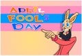 Bearded Rabbit Point Finger At Fool Day April Holiday Greeting