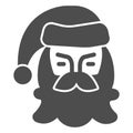 Bearded Santa Claus solid icon, Winter season concept, Christmas and New Year symbol on white background, Santa Claus