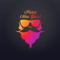 Bearded Santa in Sunglasses. Merry Christmas and Happy New Year. Vector Illustration