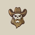 Bearded skull cowboy logo