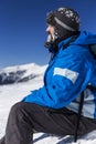 Bearded trekker resting during the climbing Royalty Free Stock Photo