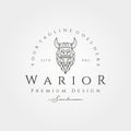Bearded viking logo line art vector symbol illustration design, vintage warrior logo design Royalty Free Stock Photo