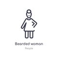 bearded woman outline icon. isolated line vector illustration from people collection. editable thin stroke bearded woman icon on