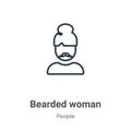 Bearded woman outline vector icon. Thin line black bearded woman icon, flat vector simple element illustration from editable