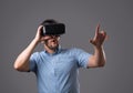 Bearded guy in virtual reality Royalty Free Stock Photo
